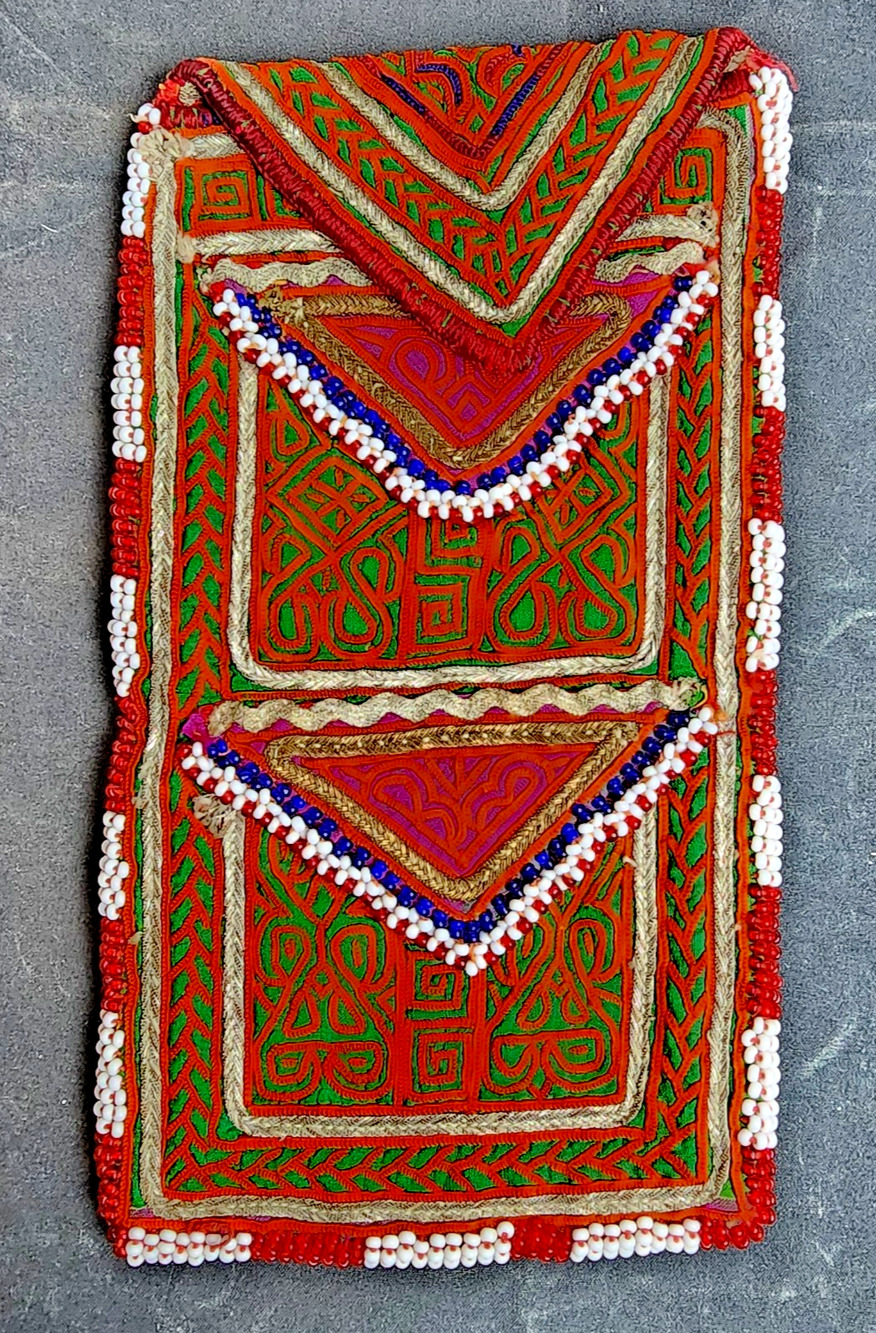 Kuchi Embroidered Pouch Wallet Afghan Handmade Beaded Green Red